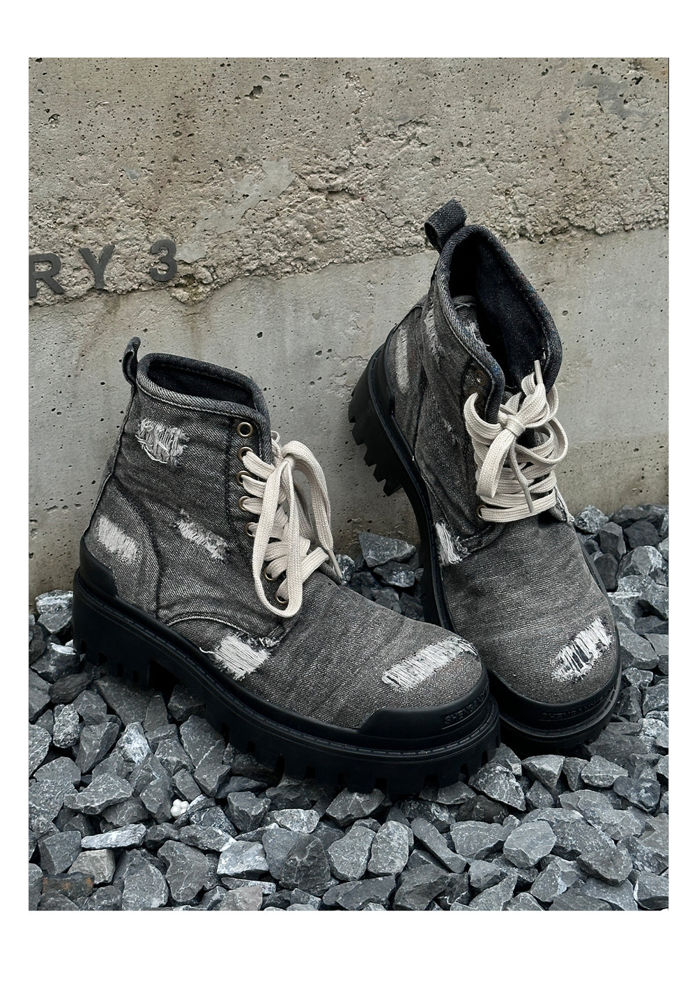 Denim canvas thick-soled Martin boots ArtsKoreanMan