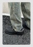 Denim Patchwork Iron Plate Thick-soled Derby Shoes