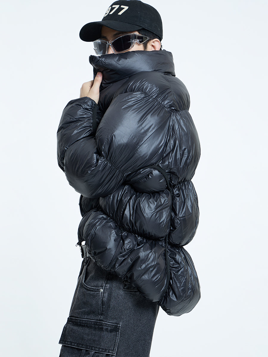 【23s September.】Irregular Pleat Stand Collar Cotton Jacket -L ArtsKoreanMan