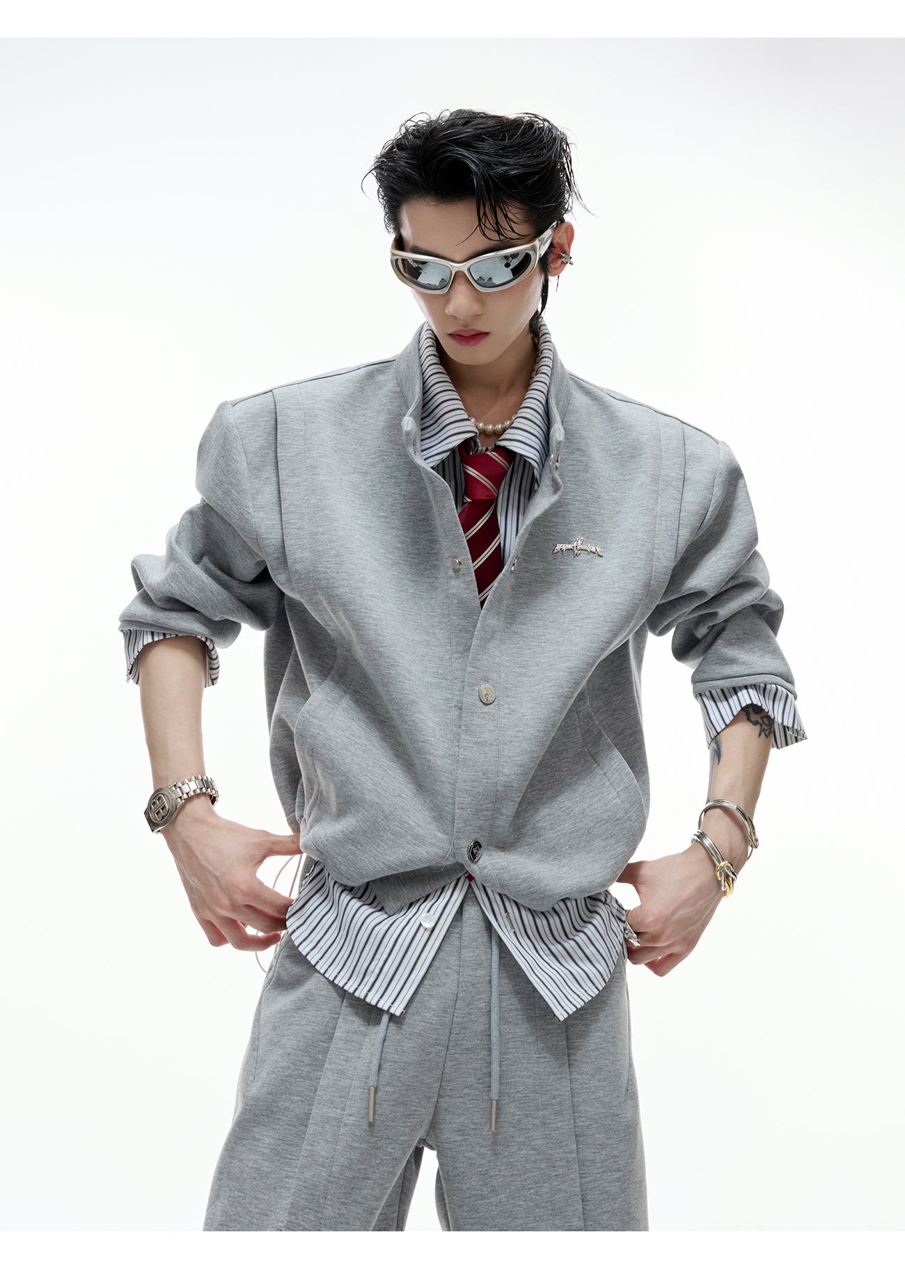 【25s Aug.】Fake Two-piece Shirt And Cardigan Hoodie Set