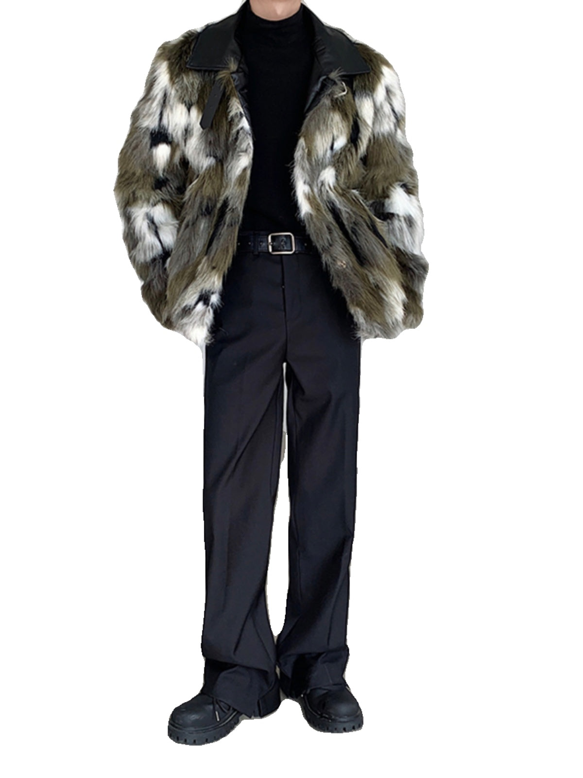 【25s Jan.】Mixed Color Plush Warm Eco-friendly Fur Coat