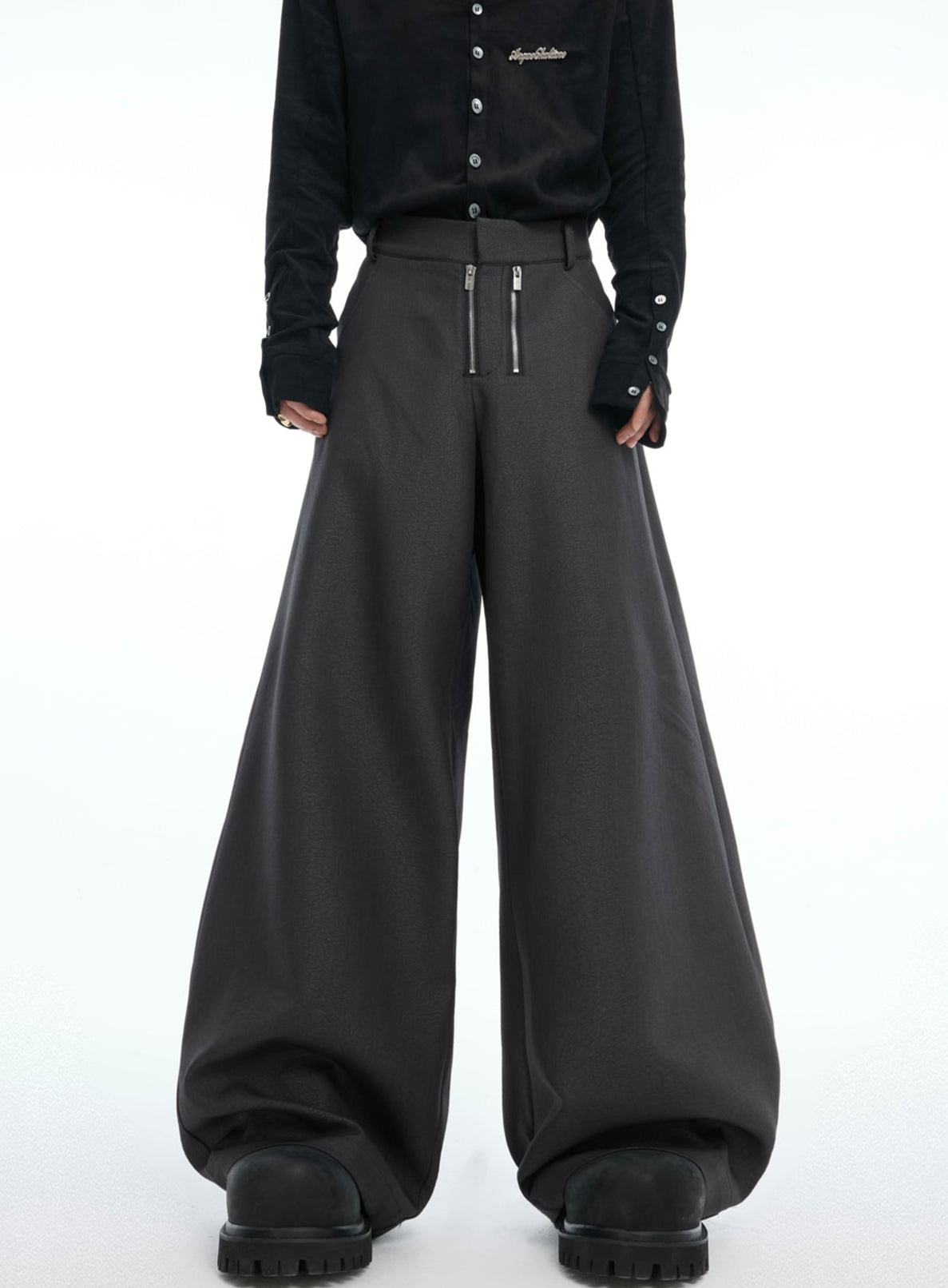 【25s Mar.】Niche Metal Double Zipper Straight Trousers