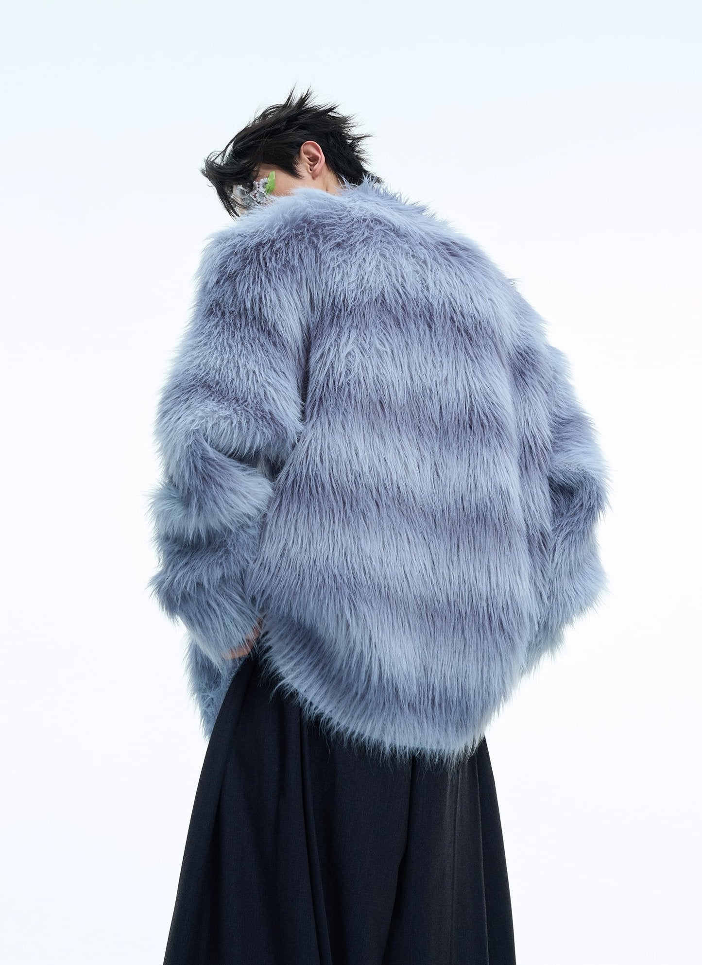 【24s Nov.】Faux Mink Striped Gradient Ribbon Design Sweater