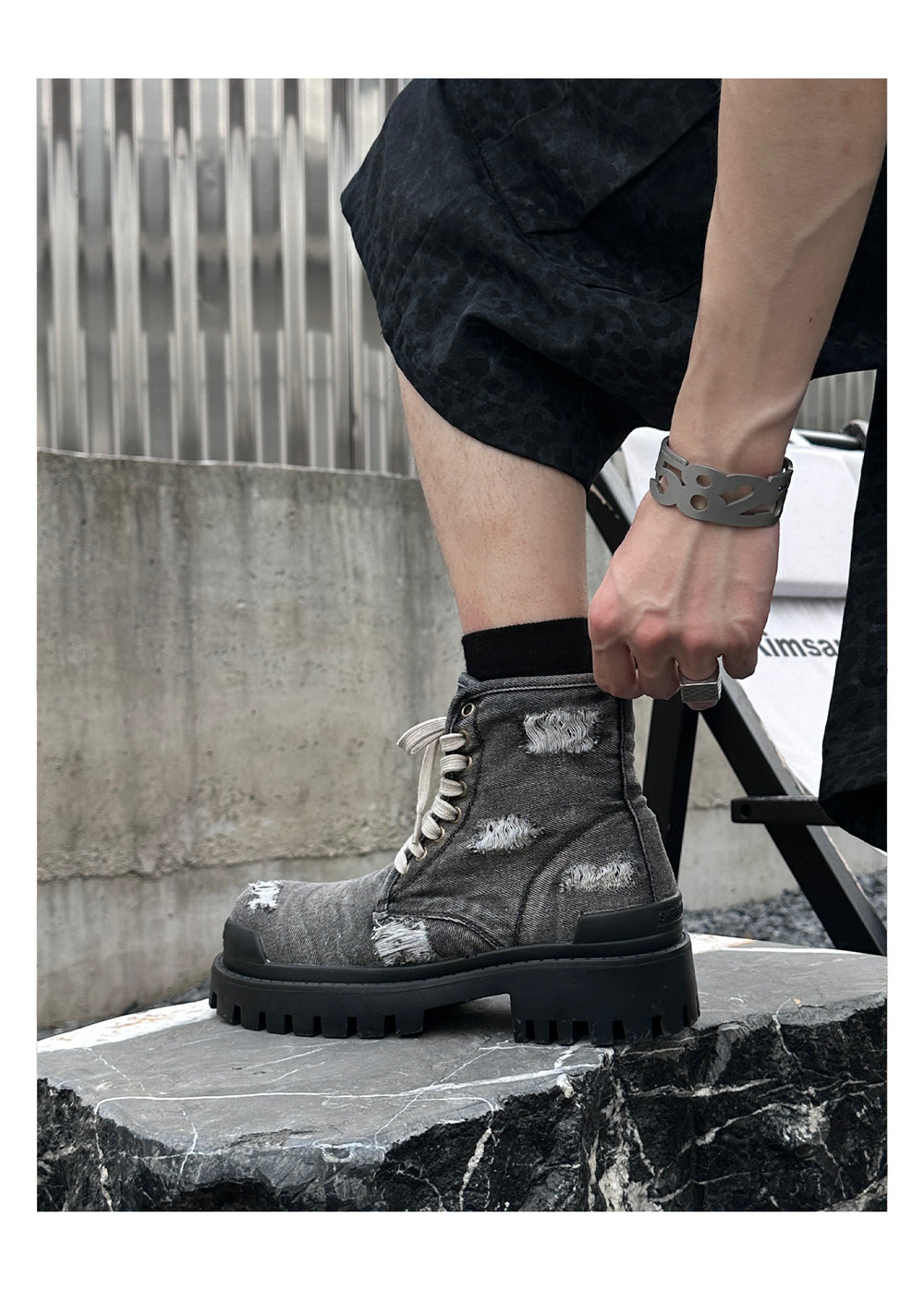 Denim canvas thick-soled Martin boots ArtsKoreanMan