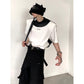 【24s June.】Black and White Contrast Leather T-shirt