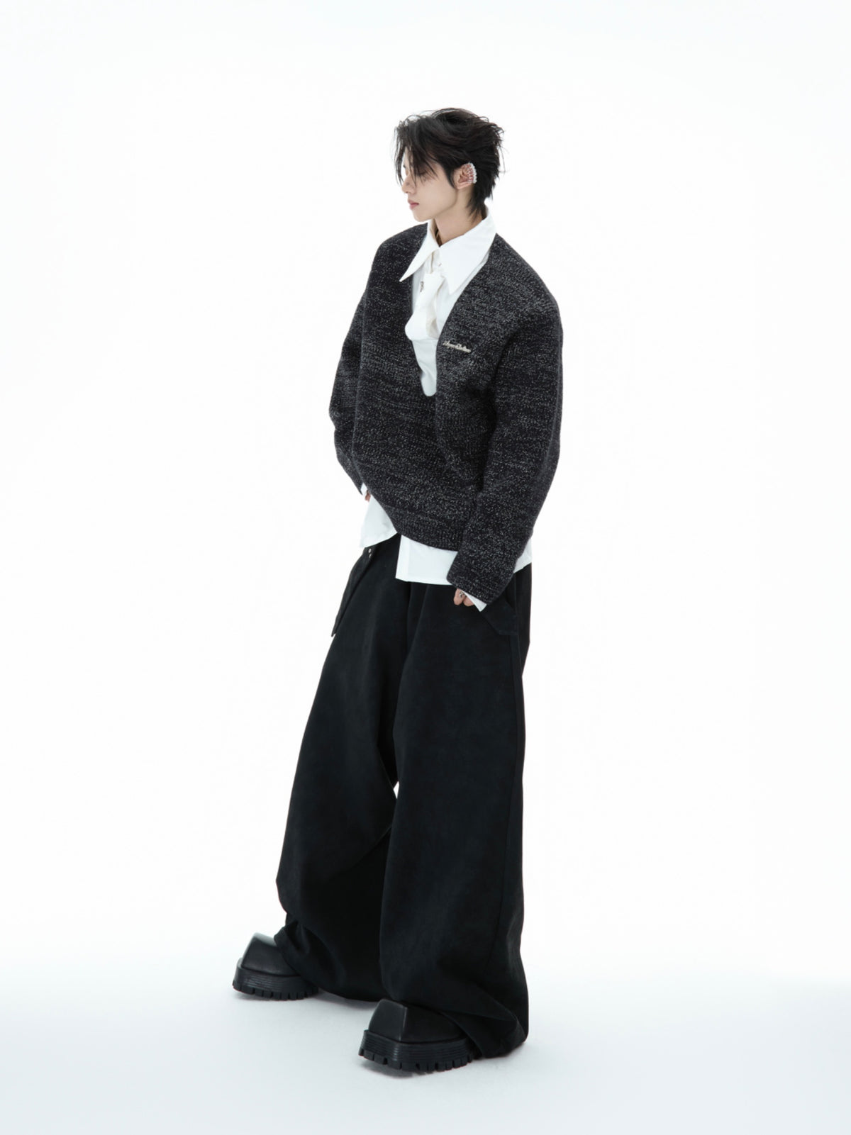 【25s Jan.】Shirt Mock Two Piece Stitching Sweater
