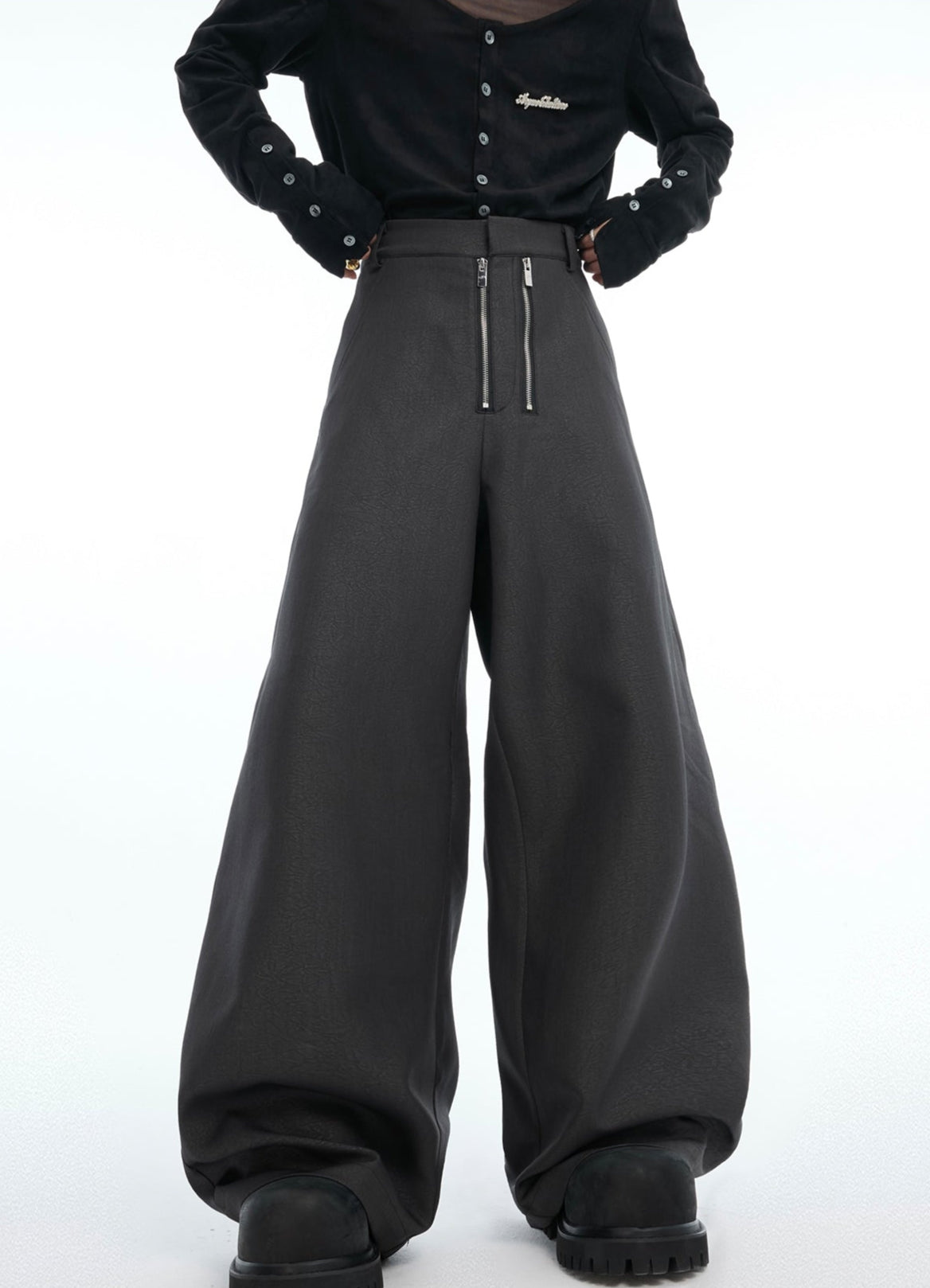 【25s Mar.】Niche Metal Double Zipper Straight Trousers