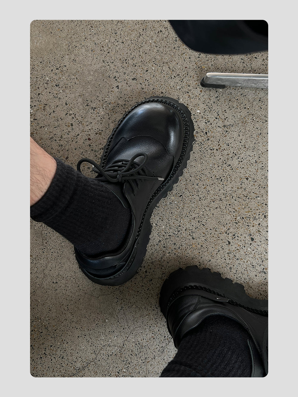 Black Raised Toe Casual Thick-soled Derby Shoes ArtsKoreanMan