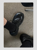 Black Raised Toe Casual Thick-soled Derby Shoes ArtsKoreanMan