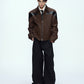 【25s Oct.】Glossy Paneled Deconstructed Leather Jacket