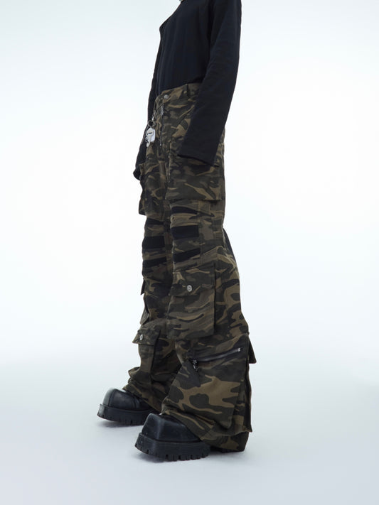 【24s Dec.】Vintage distressed washed camouflage loose overalls ArtsKoreanMan