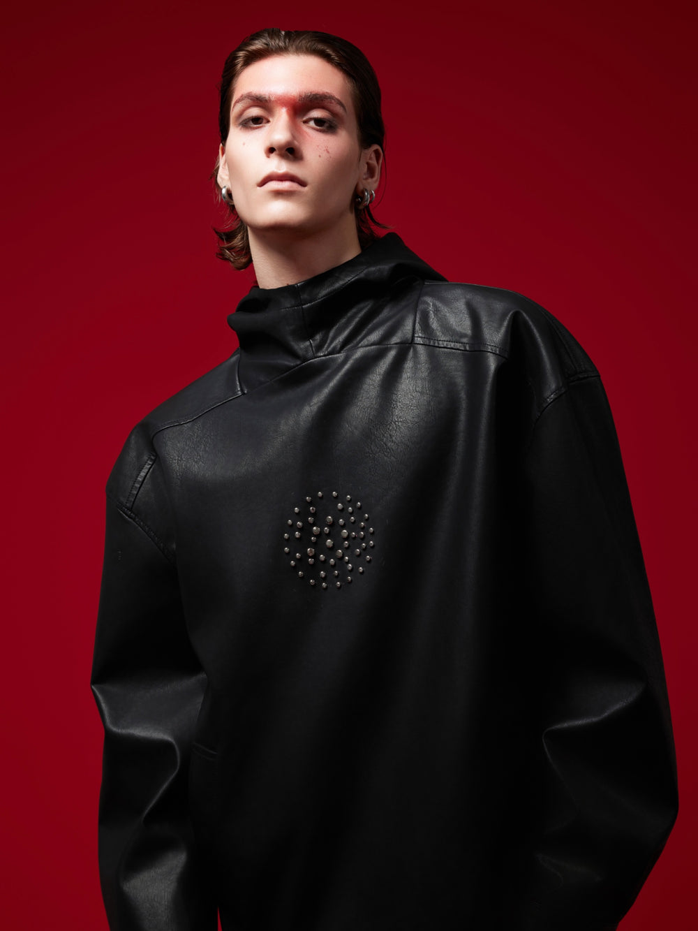 【24s Oct.】Metal Rivet Punk PU Leather Hoodie ArtsKoreanMan
