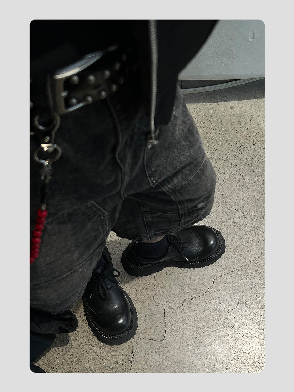 Black Raised Toe Casual Thick-soled Derby Shoes ArtsKoreanMan