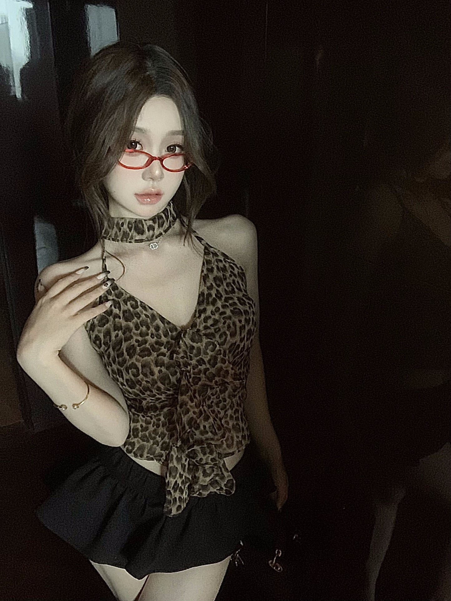 【25s Mar.】Leopard Print Halter Neck Halter Top