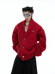【24s Oct.】Metal Button Large V-neck Loose Knit Sweater ArtsKoreanMan