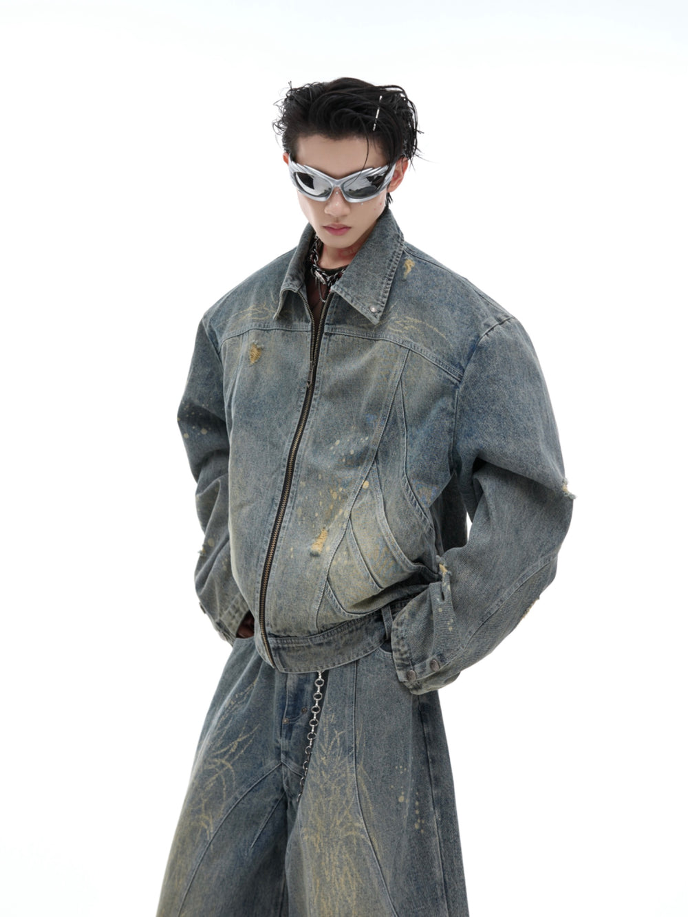 【24s Oct.】Washed Shoulder Pads Waste Earth Heavy Denim Suit ArtsKoreanMan