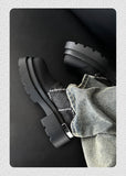 Denim Patchwork Iron Plate Thick-soled Derby Shoes