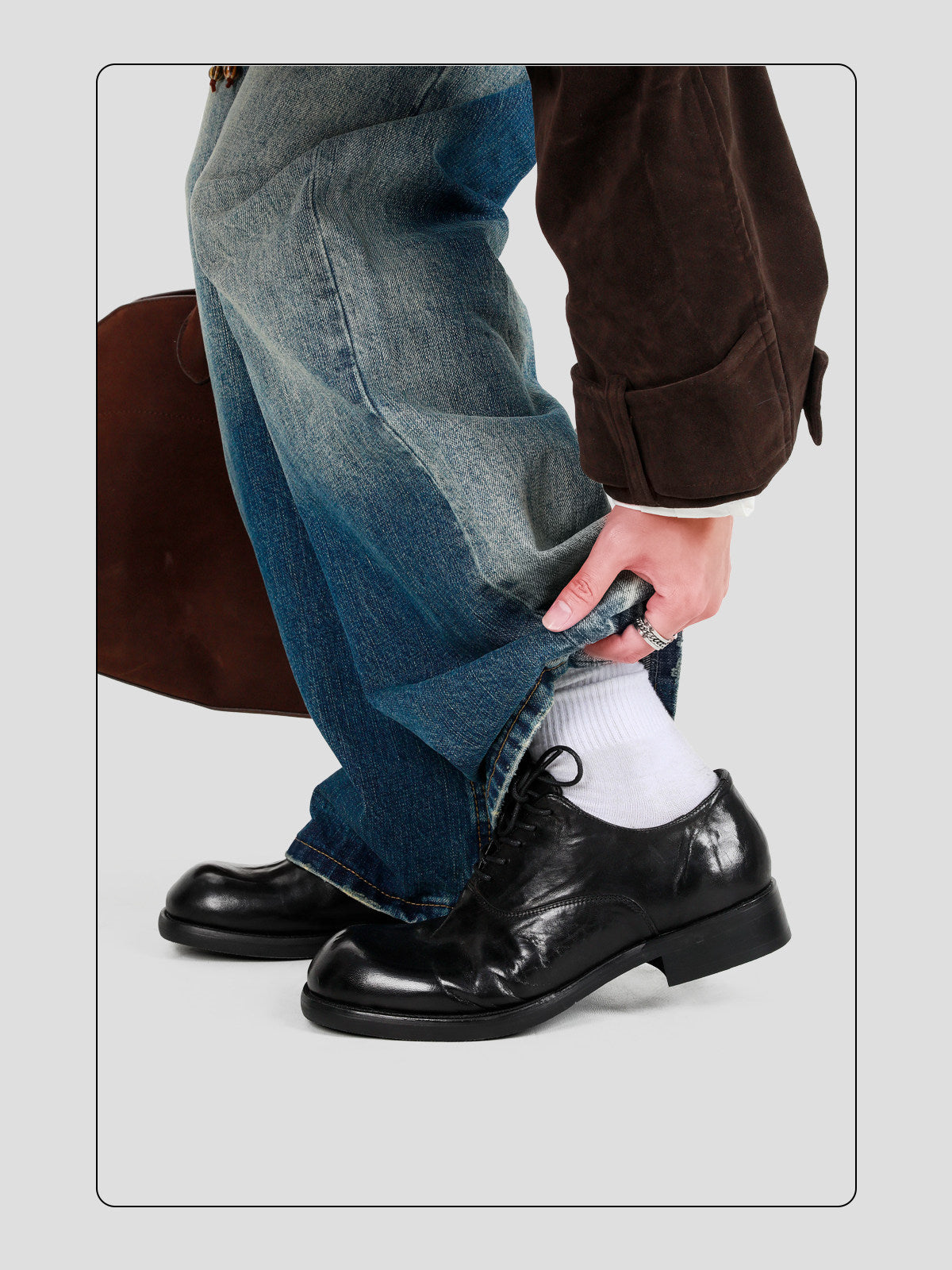 Crosscut Washed Horsehide Derby Shoes