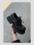 Black Raised Toe Casual Thick-soled Derby Shoes ArtsKoreanMan