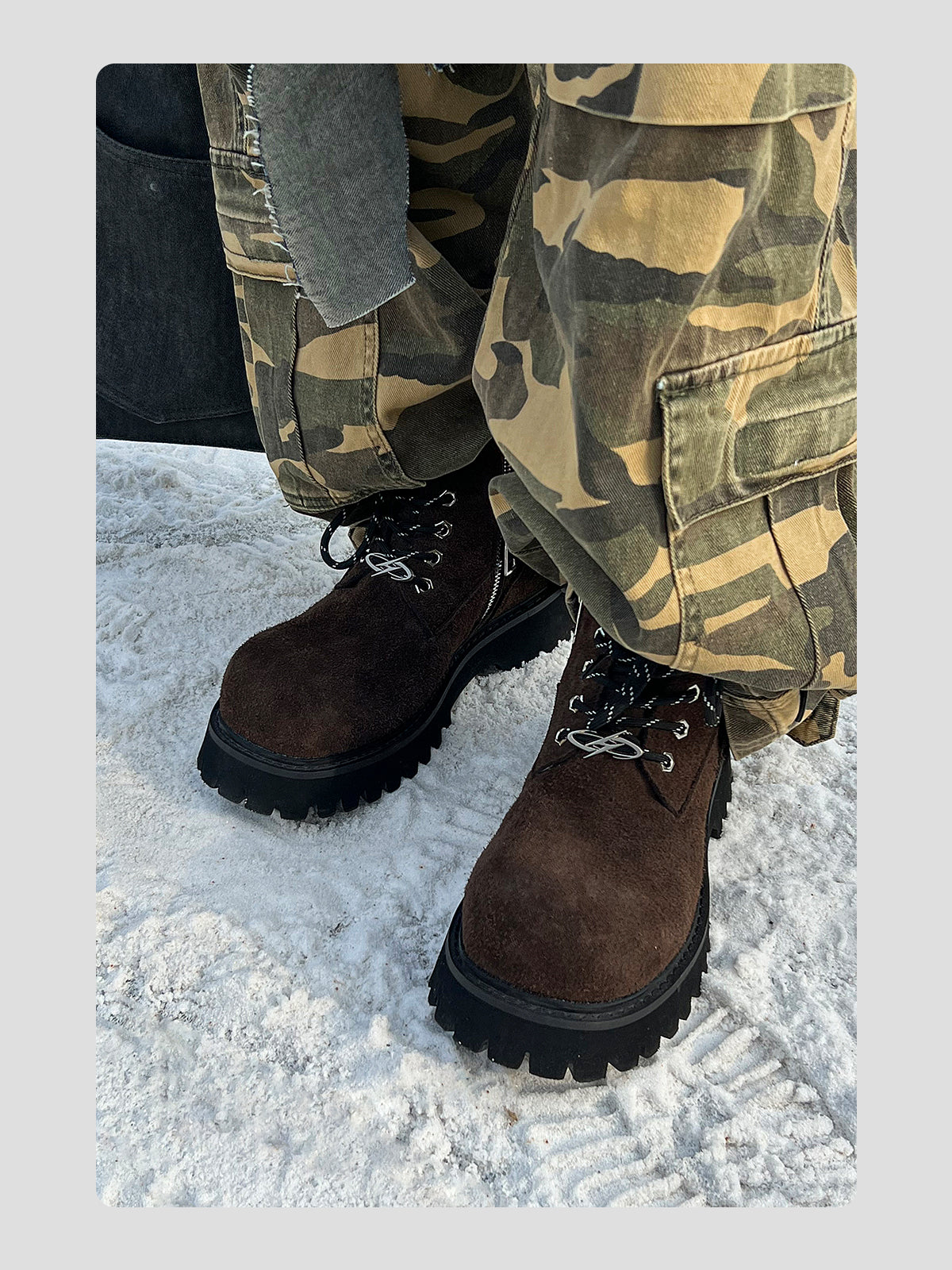 Brown Plush Cowhide Martin Boots