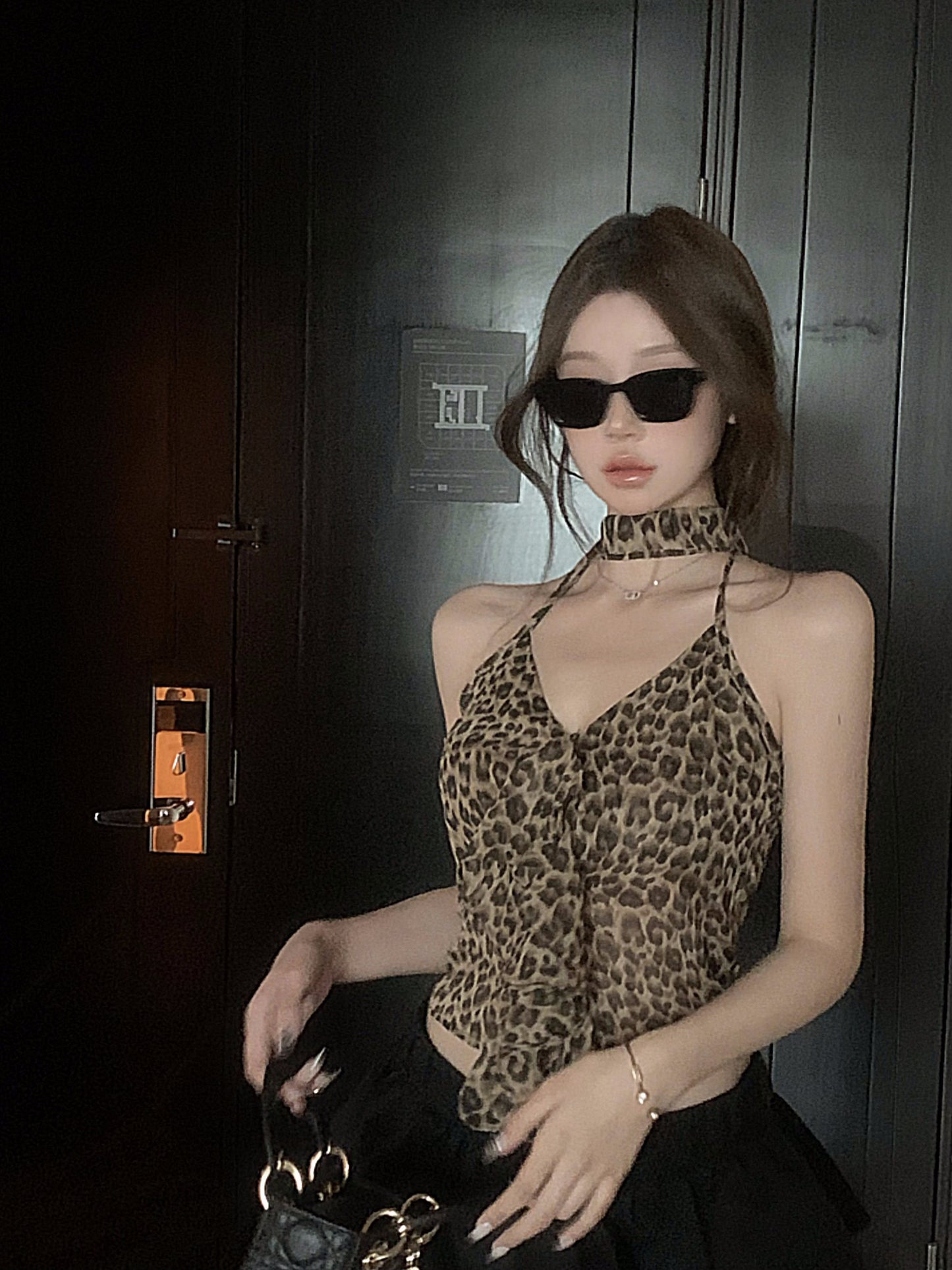 【25s Mar.】Leopard Print Halter Neck Halter Top