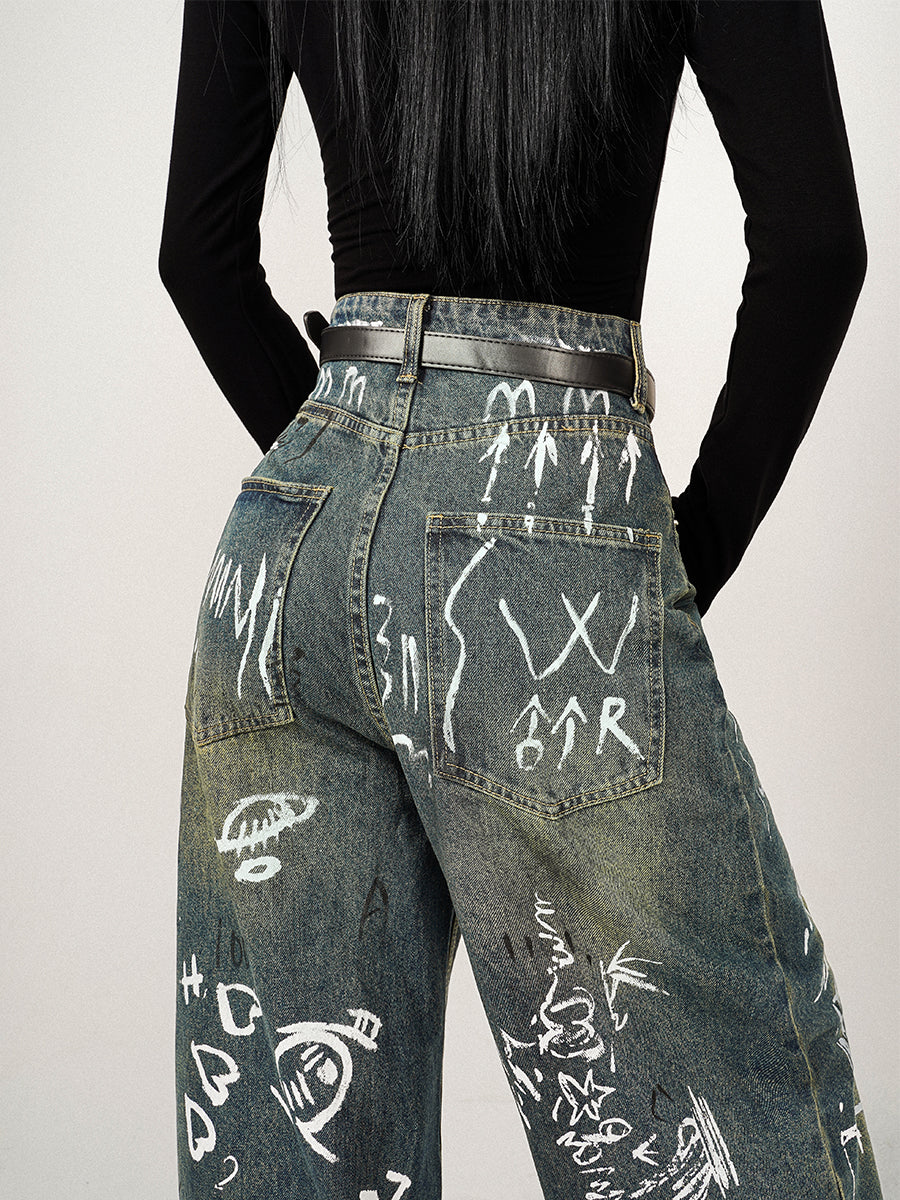 【24s Nov.】Hot Girl Distressed Loose Wide Leg Jeans ArtsKoreanMan