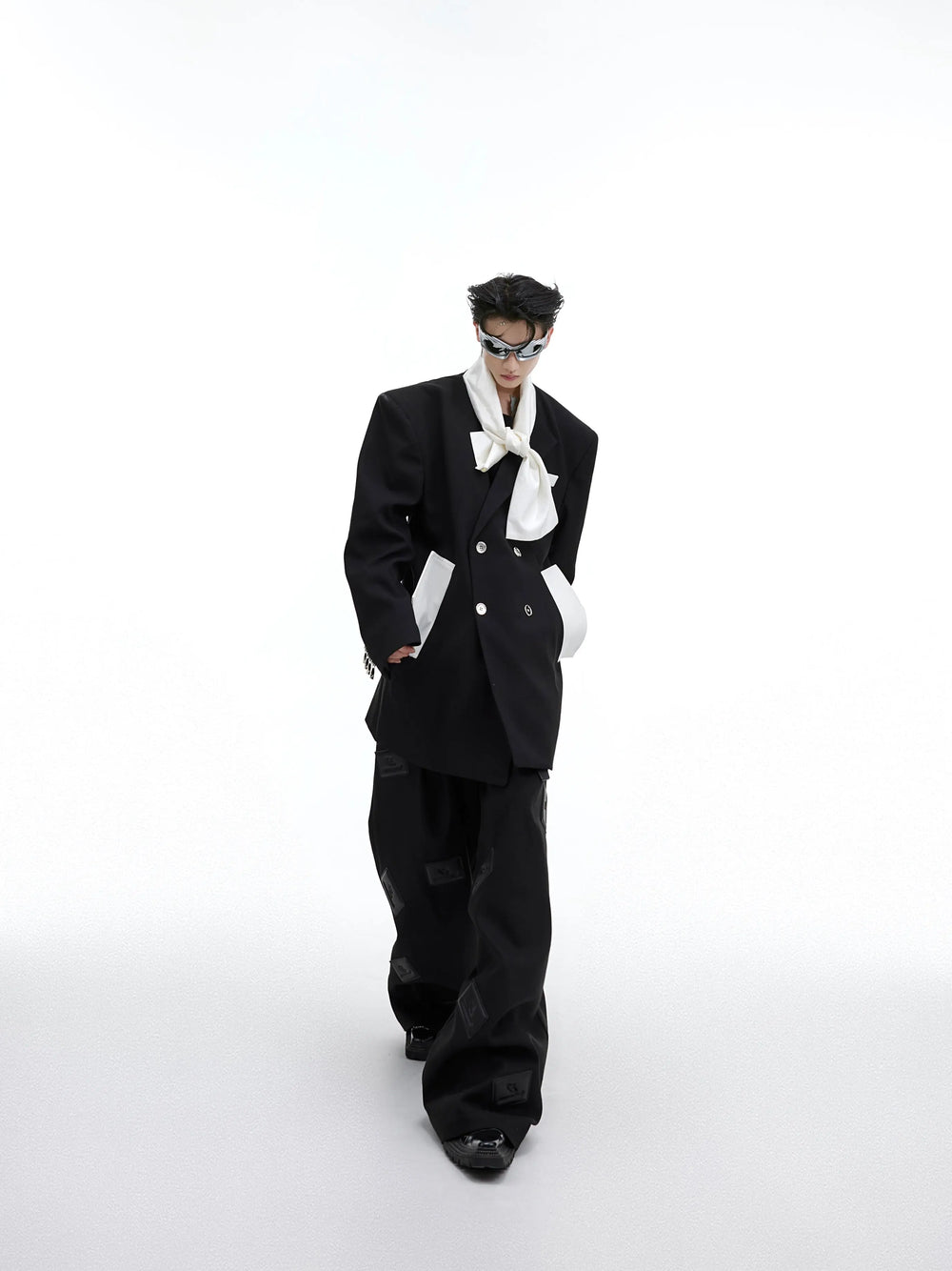 【23s September.】Twill Tie Patchwork Design Blazer ArtsKoreanMan