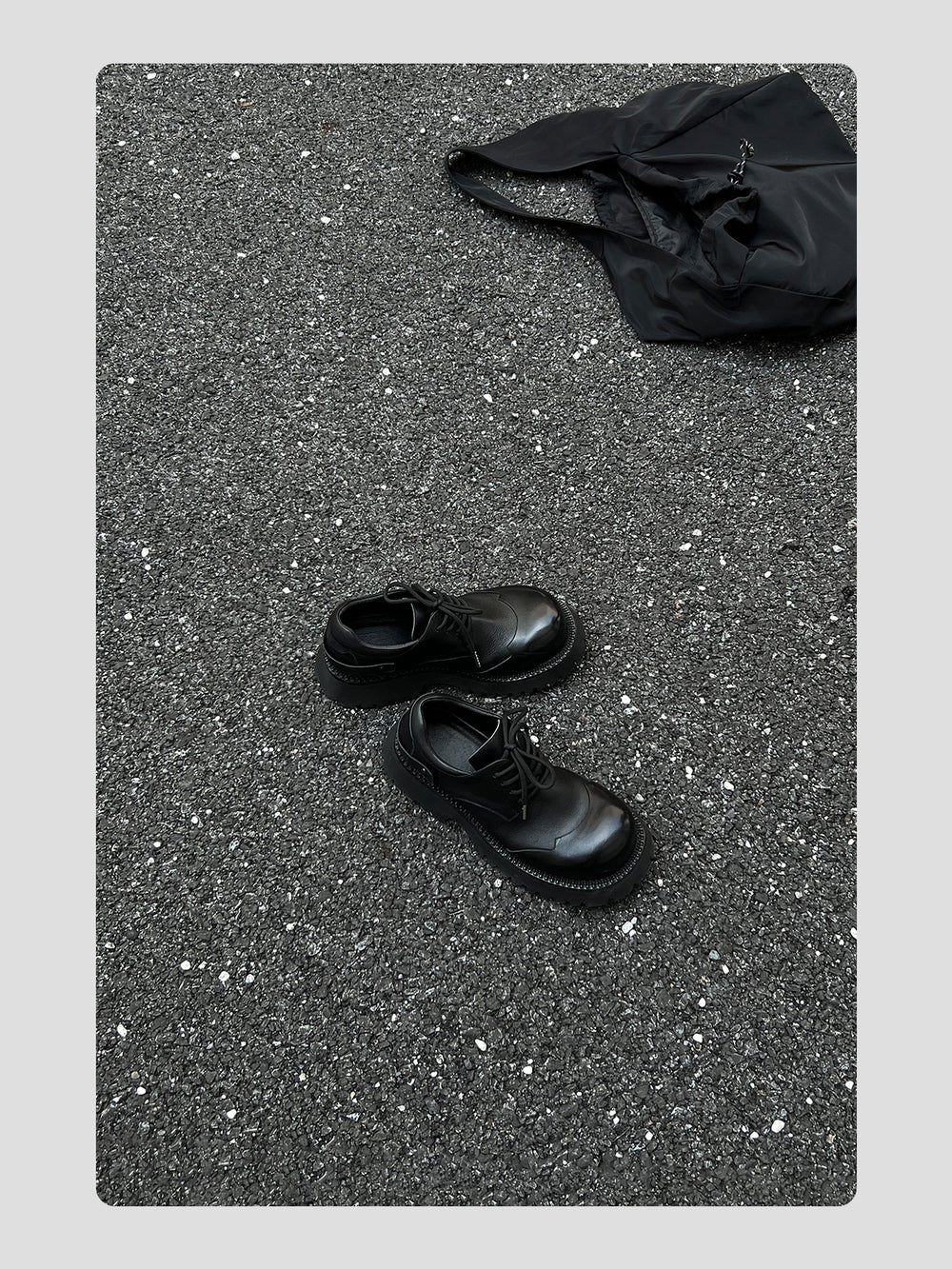 Black Raised Toe Casual Thick-soled Derby Shoes ArtsKoreanMan