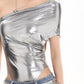 【24s February.】Hot Girl Liquid Metallic Silver Bodysuit