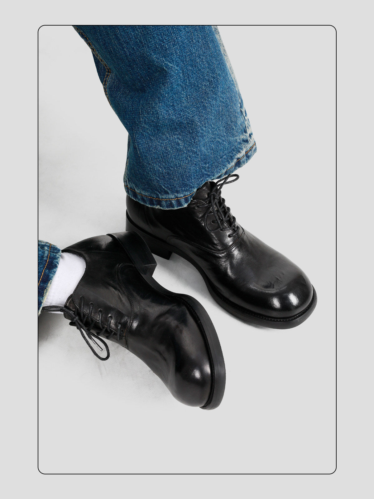 Crosscut Washed Horsehide Derby Shoes