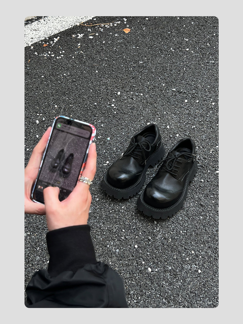 Black Raised Toe Casual Thick-soled Derby Shoes ArtsKoreanMan