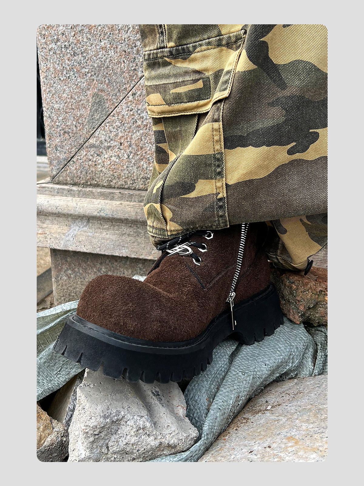 Brown Plush Cowhide Martin Boots