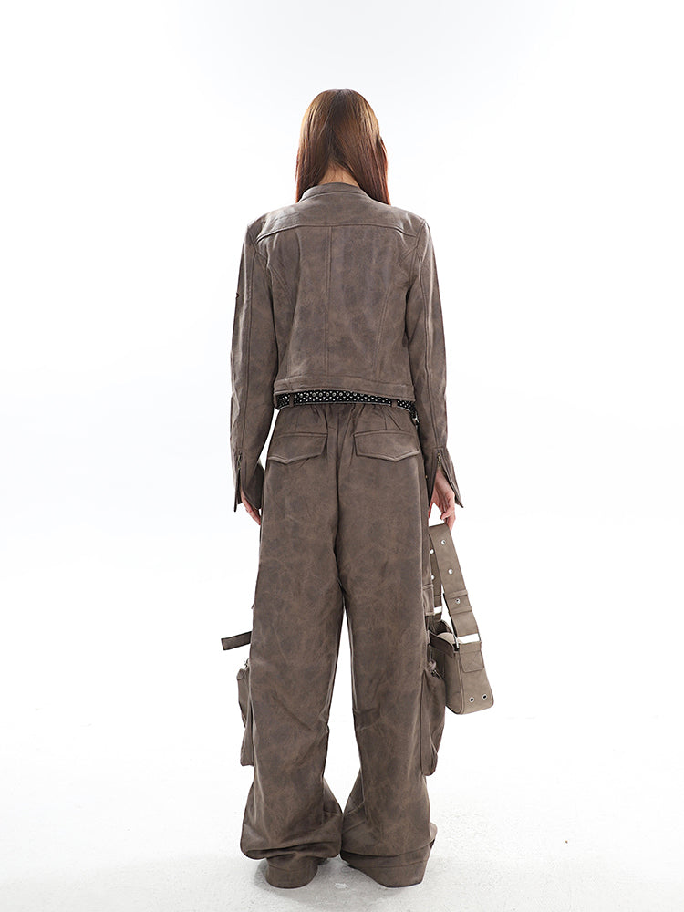 【24s January.】Retro Zipper Jacket + Pocket Pleated Overalls Suit ArtsKoreanMan