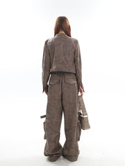 【24s January.】Retro Zipper Jacket + Pocket Pleated Overalls Suit ArtsKoreanMan