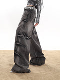 【24s January.】Washed Pleated Distressed Wide-leg Jeans ArtsKoreanMan