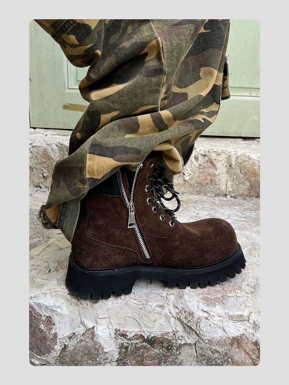 Brown Plush Cowhide Martin Boots