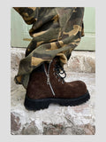 Brown Plush Cowhide Martin Boots