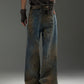 【24s Nov.】Distressed Hand-painted Damaged Loose Denim Jeans