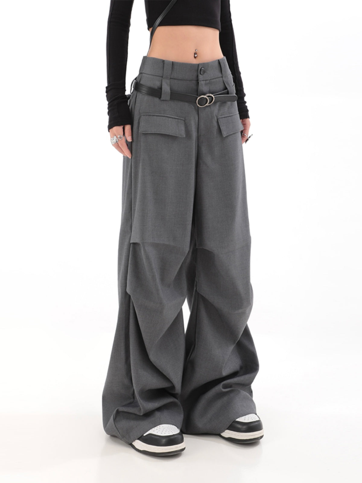 【23s July.】Pleated Wide-leg Track Pants