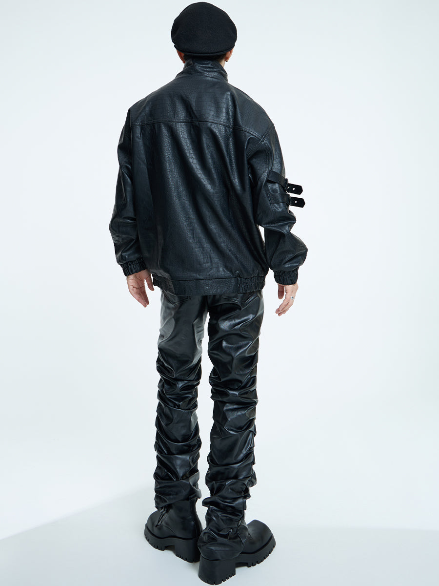 【23s September.】Loose Casual Retro PU Leather Jacket+ Leather Pants-M/L ArtsKoreanMan