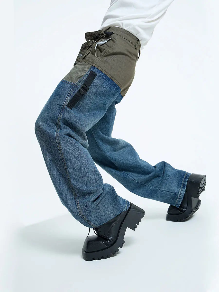 【23s September.】Vintage Multi-Pocket Panel Denim Cargo Pants ArtsKoreanMan