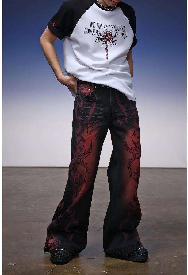 【25s Jul.】Flame Gradient Straight Jeans