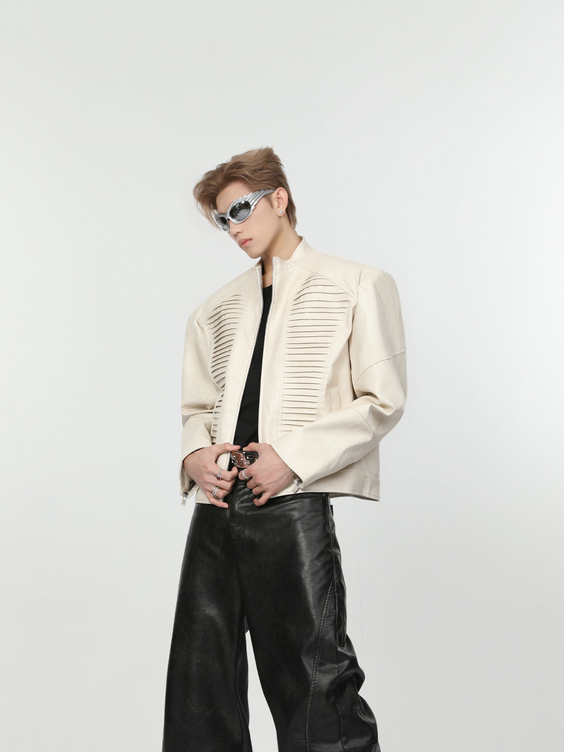 【24s Nov.】Deconstructed PU Leather Jacket