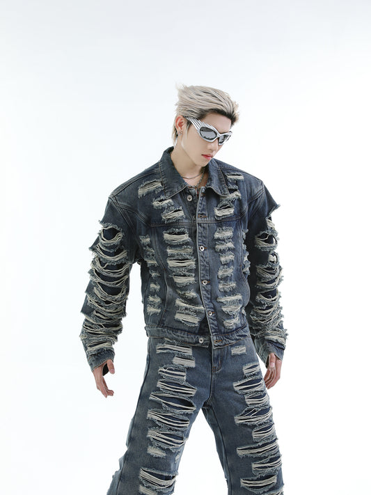 【24s Oct.】High Street Ripped Denim Jacket + Jeans