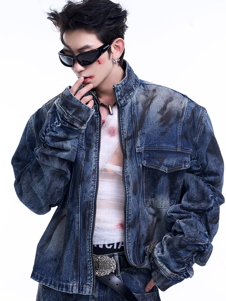 【24s Sep.】Wrinkled Short Denim Jacket ArtsKoreanMan