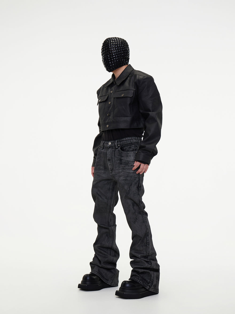 【24s May.】Hand-brushed Wax-coated Slim-fit Stacked Jeans ArtsKoreanMan