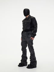 【24s May.】Hand-brushed Wax-coated Slim-fit Stacked Jeans ArtsKoreanMan