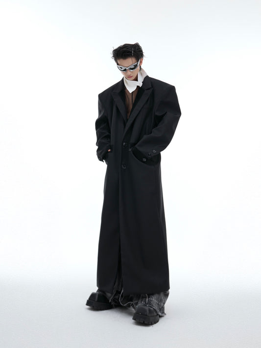 【24s Sep.】Black PU Long Trench Coat