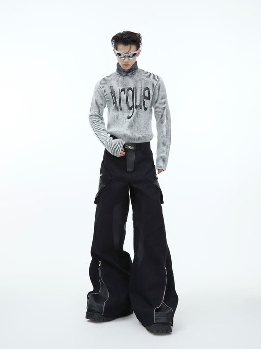 【24s Nov.】Heavy Deconstructed Split Design Workwear Leather Pants ArtsKoreanMan