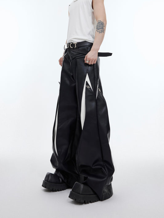 【24s February.】Metal Button Design Line Leather Pants